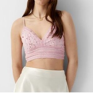 Love Tree Crochet Crop‎ Top Bra Pink Size Large